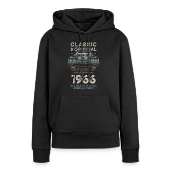 Geboren 1966 Geburtstag Oldtimer - Frauen Premium Bio Hoodie - Schwarz - Vorne - Julia (174cm)