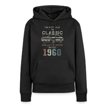 Born in 1960 Birthday Classic Car - Frauen Premium Bio Hoodie - Schwarz - Vorne - Julia (174cm)