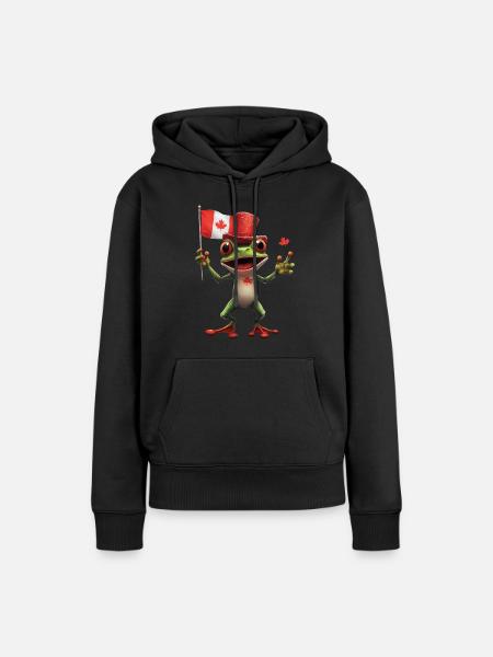 Frosch - Frauen Premium Bio Hoodie - Schwarz