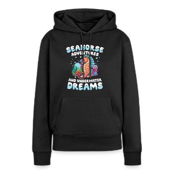Seahorse Adventures And Underwater Dreams - Frauen Premium Bio Hoodie - Schwarz - Vorne - Julia (174cm)