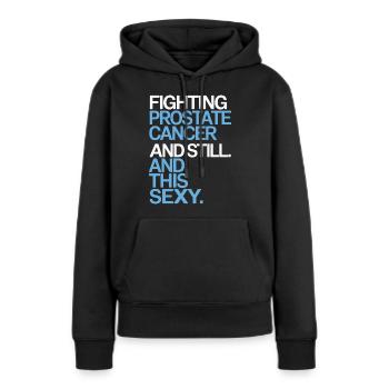 Lutte contre le cancer de la prostate - Sweat à capuche Premium bio Femme - noir - Devant - Julia (174cm)