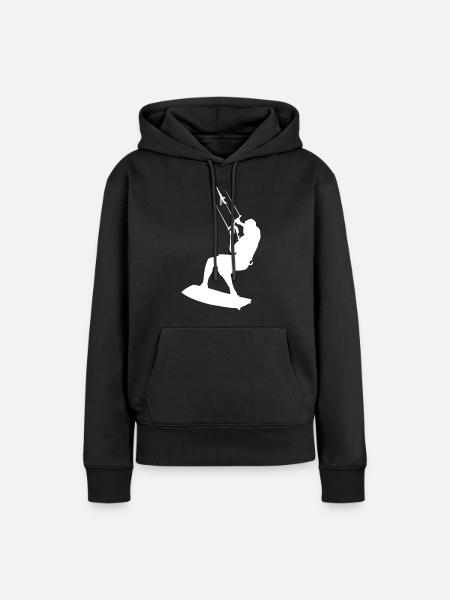 Kitesurfing Silhouette Kiteboarding Kitesurfer - Frauen Premium Bio Hoodie - Schwarz