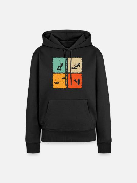 Kitesurfing Silhouette Kitesurfer Kiteboarding - Frauen Premium Bio Hoodie - Schwarz