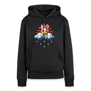 Coquette Arc Météorologie Soleil Nuages - Sweat à capuche Premium bio Femme - noir - Devant - Julia (174cm)