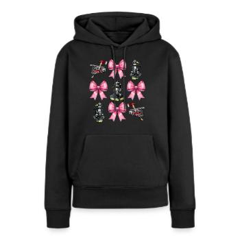Coquette Bow Pompier Pompier - Sweat à capuche Premium bio Femme - noir - Devant - Julia (174cm)