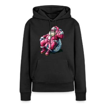 Noeud Coquet Père Noël - Sweat à capuche Premium bio Femme - noir - Devant - Julia (174cm)