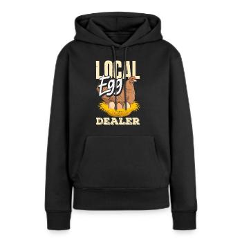 Unterstützen Sie lokale Eierhändler - Frauen Premium Bio Hoodie - Schwarz - Vorne - Julia (174cm)