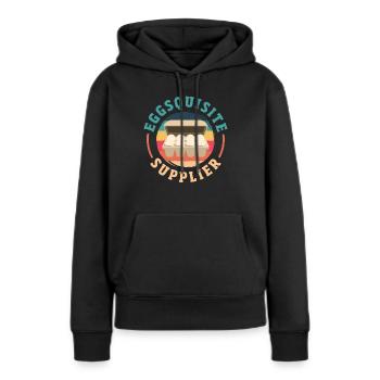 Unterstützen Sie lokale Eierhändler - Frauen Premium Bio Hoodie - Schwarz - Vorne - Julia (174cm)