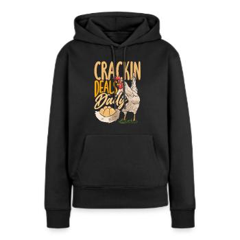 Unterstützen Sie lokale Eierhändler - Frauen Premium Bio Hoodie - Schwarz - Vorne - Julia (174cm)