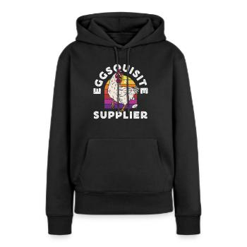 Unterstützen Sie lokale Eierhändler - Frauen Premium Bio Hoodie - Schwarz - Vorne - Julia (174cm)