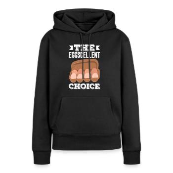 Unterstützen Sie lokale Eierhändler - Frauen Premium Bio Hoodie - Schwarz - Vorne - Julia (174cm)