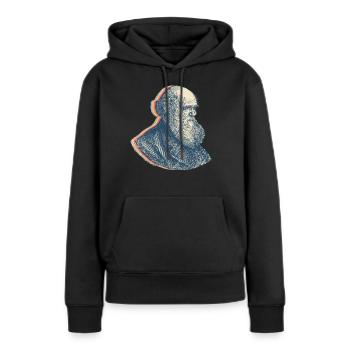 Charles Darwin Théorie de l’évolution Rétro Line Art - Sweat à capuche Premium bio Femme - noir - Devant - Julia (174cm)