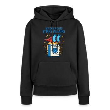 Mon père se bat contre les chaussettes malodorantes pour la fête des pères - Sweat à capuche Premium bio Femme - noir - Devant - Julia (174cm)