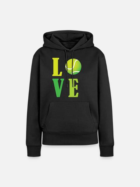 Ich liebe Tennis - Frauen Premium Bio Hoodie - Schwarz