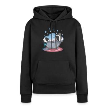 Waschbär in der Badewanne - Frauen Premium Bio Hoodie - Schwarz - Vorne - Julia (174cm)