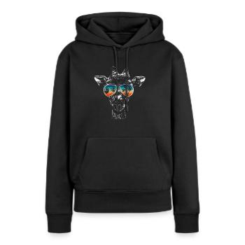 Giraffe mit cooler Sonnen Brille für Urlauber - Frauen Premium Bio Hoodie - Schwarz - Vorne - Julia (174cm)