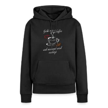 Gebt mir Kaffee und niemand wird verletzt - Frauen Premium Bio Hoodie - Schwarz - Vorne - Julia (174cm)