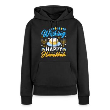 Hanoucca - Sweat à capuche Premium bio Femme - noir - Devant - Julia (174cm)