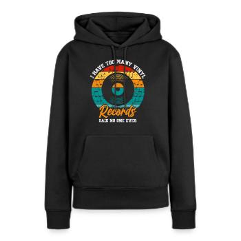 Platine vinyle vinyle rétro collection - Sweat à capuche Premium bio Femme - noir - Devant - Julia (174cm)
