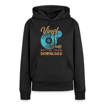 Platine vinyle vinyle rétro collection - Sweat à capuche Premium bio Femme - noir - Devant - Julia (174cm)