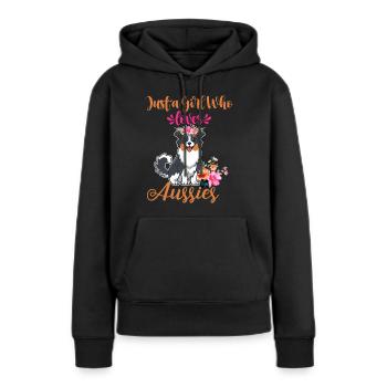 Berger australien Aussie Papa Aussie Maman - Sweat à capuche Premium bio Femme - noir - Devant - Julia (174cm)