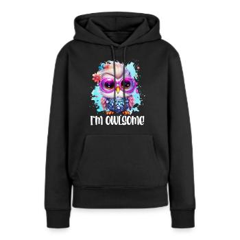 JE SUIS HIBOU HIBOU HIBOUX Drôle - Sweat à capuche Premium bio Femme - noir - Devant - Julia (174cm)