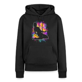 Soccer féminin Soccer féminin Football féminin Soccer féminin - Sweat à capuche Premium bio Femme - noir - Devant - Julia (174cm)