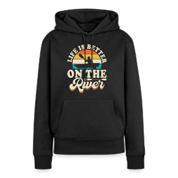 Kajak Kajakfahrer Kajaker - Frauen Premium Bio Hoodie - Schwarz - Vorne - Julia (174cm)