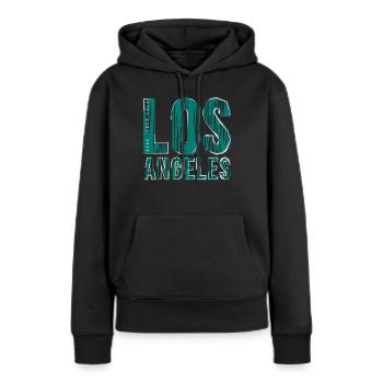 Los Angeles - Sweat à capuche Premium bio Femme - noir - Devant - Julia (174cm)