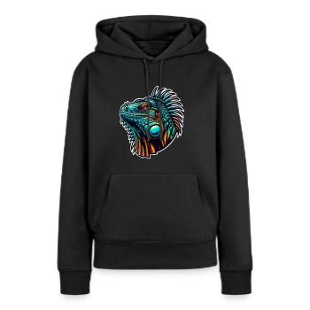Iguane - Sweat à capuche Premium bio Femme - noir - Devant - Julia (174cm)