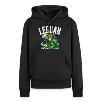 Leguan - Frauen Premium Bio Hoodie - Schwarz - Vorne - Julia (174cm)
