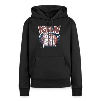 Igel Kuscheln Igeln - Frauen Premium Bio Hoodie - Schwarz - Vorne - Julia (174cm)