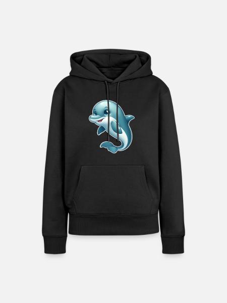 Delfin - Frauen Premium Bio Hoodie - Schwarz