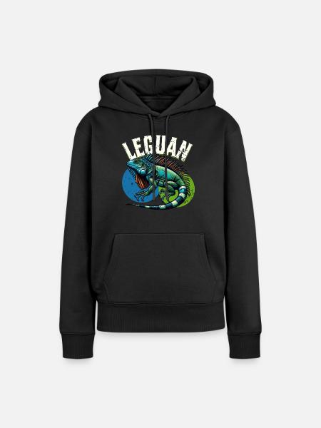 Leguan - Dame Premium hoodie, økologisk bomuld - sort
