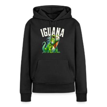 Iguane - Sweat à capuche Premium bio Femme - noir - Devant - Julia (174cm)