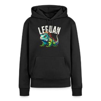 Leguan - Frauen Premium Bio Hoodie - Schwarz - Vorne - Julia (174cm)