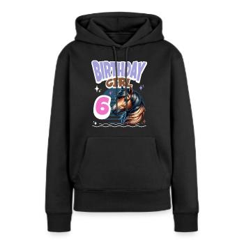 Cheval 6ème Anniversaire Fille Enfants - Sweat à capuche Premium bio Femme - noir - Devant - Julia (174cm)