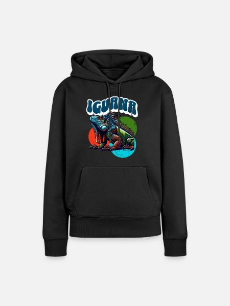 Leguan - Frauen Premium Bio Hoodie - Schwarz