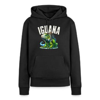 Leguan - Frauen Premium Bio Hoodie - Schwarz - Vorne - Julia (174cm)