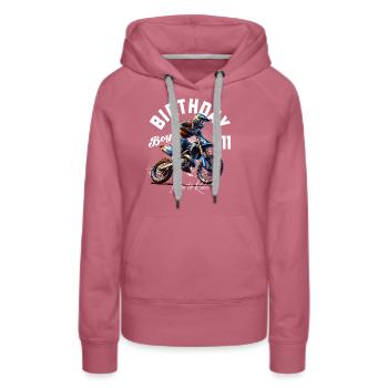 11e anniversaire de motocross - Sweat à capuche Premium bio Femme - mauve - Devant - Isabella (175cm)