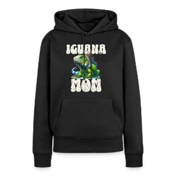 Iguane - Sweat à capuche Premium bio Femme - noir - Devant - Julia (174cm)
