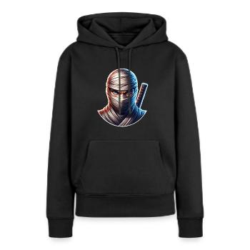 Ninja - Frauen Premium Bio Hoodie - Schwarz - Vorne - Julia (174cm)