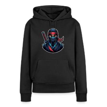 Ninja - Frauen Premium Bio Hoodie - Schwarz - Vorne - Julia (174cm)