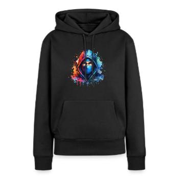 Ninja - Frauen Premium Bio Hoodie - Schwarz - Vorne - Julia (174cm)
