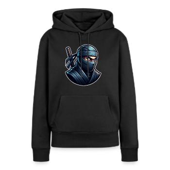 Ninja - Frauen Premium Bio Hoodie - Schwarz - Vorne - Julia (174cm)