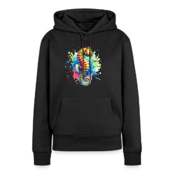 Hippocampe Hippocampe - Sweat à capuche Premium bio Femme - noir - Devant - Julia (174cm)