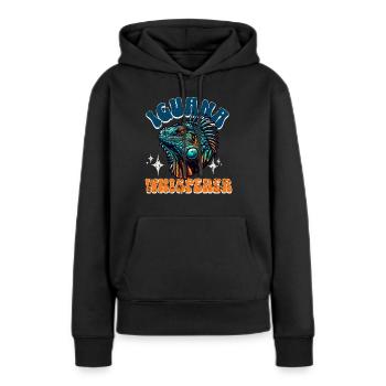 Iguane - Sweat à capuche Premium bio Femme - noir - Devant - Julia (174cm)