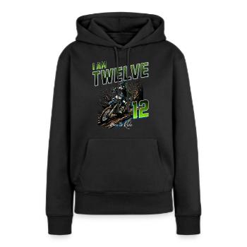 Motocross 12. Geburtstag - Frauen Premium Bio Hoodie - Schwarz - Vorne - Julia (174cm)