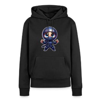 Ninja - Frauen Premium Bio Hoodie - Schwarz - Vorne - Julia (174cm)