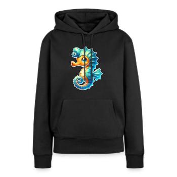 Hippocampe Hippocampe - Sweat à capuche Premium bio Femme - noir - Devant - Julia (174cm)